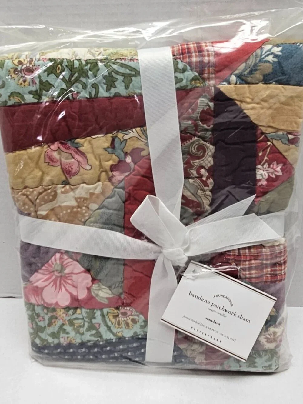 2 Pottery Barn Bandana Patchwork Standard Sham Pillow Cover Quilt 26 X 20